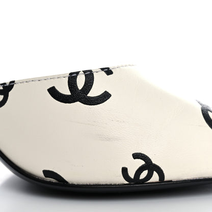 Chanel Printed Lambskin CC Platform Sandals 37 White Black 12 of 15