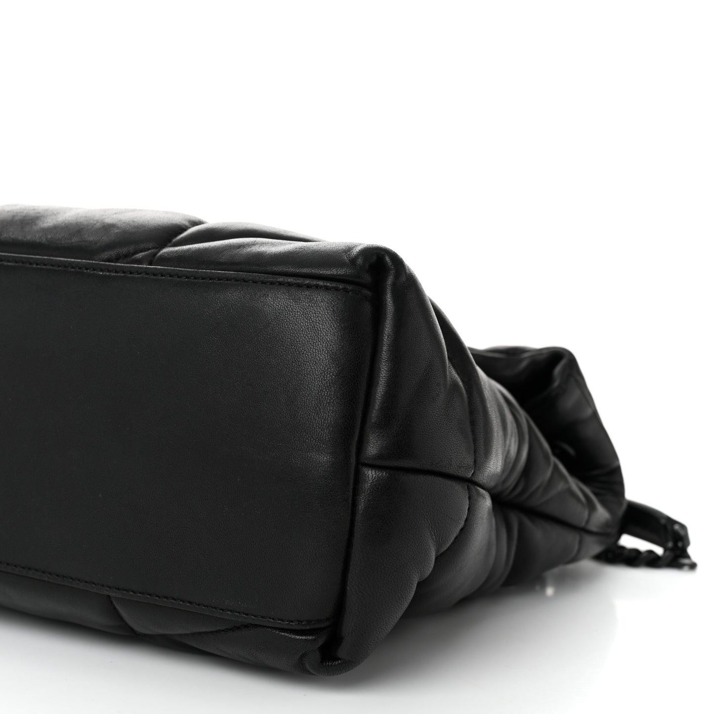 Lambskin Quilted Monogram Monochrome Medium Loulou Puffer Chain Satchel Black