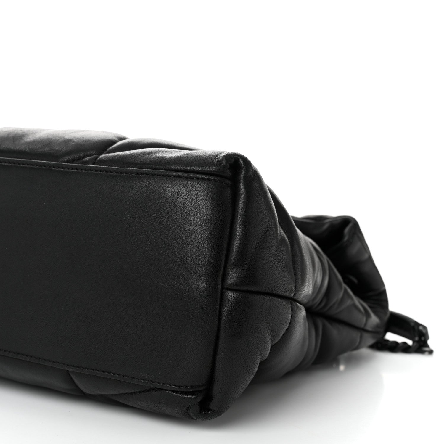 Saint Laurent Lambskin Quilted Monogram Monochrome Medium Loulou Puffer Chain Satchel Black 10 of 10