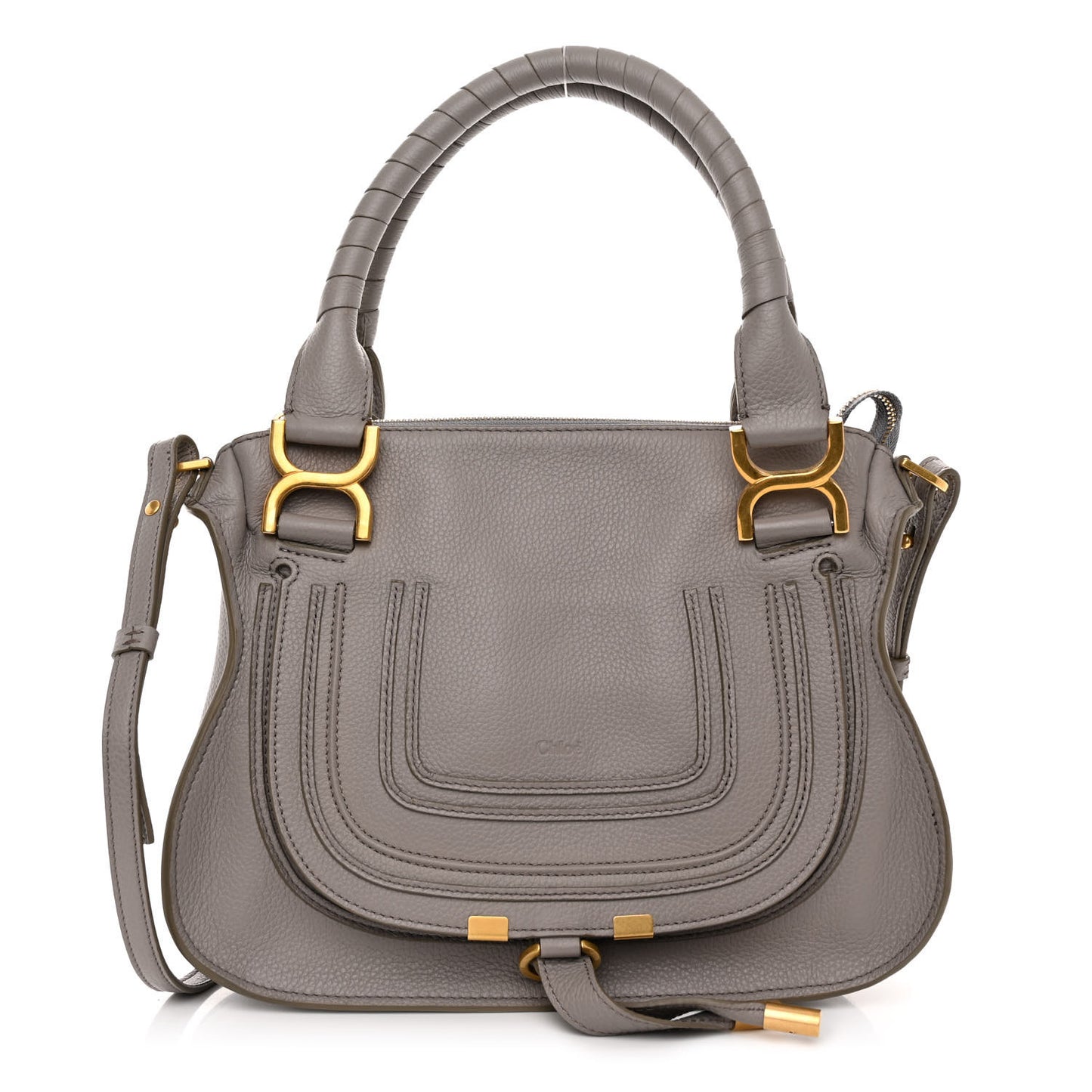 Calfskin Small Marcie Satchel Cashmere Grey