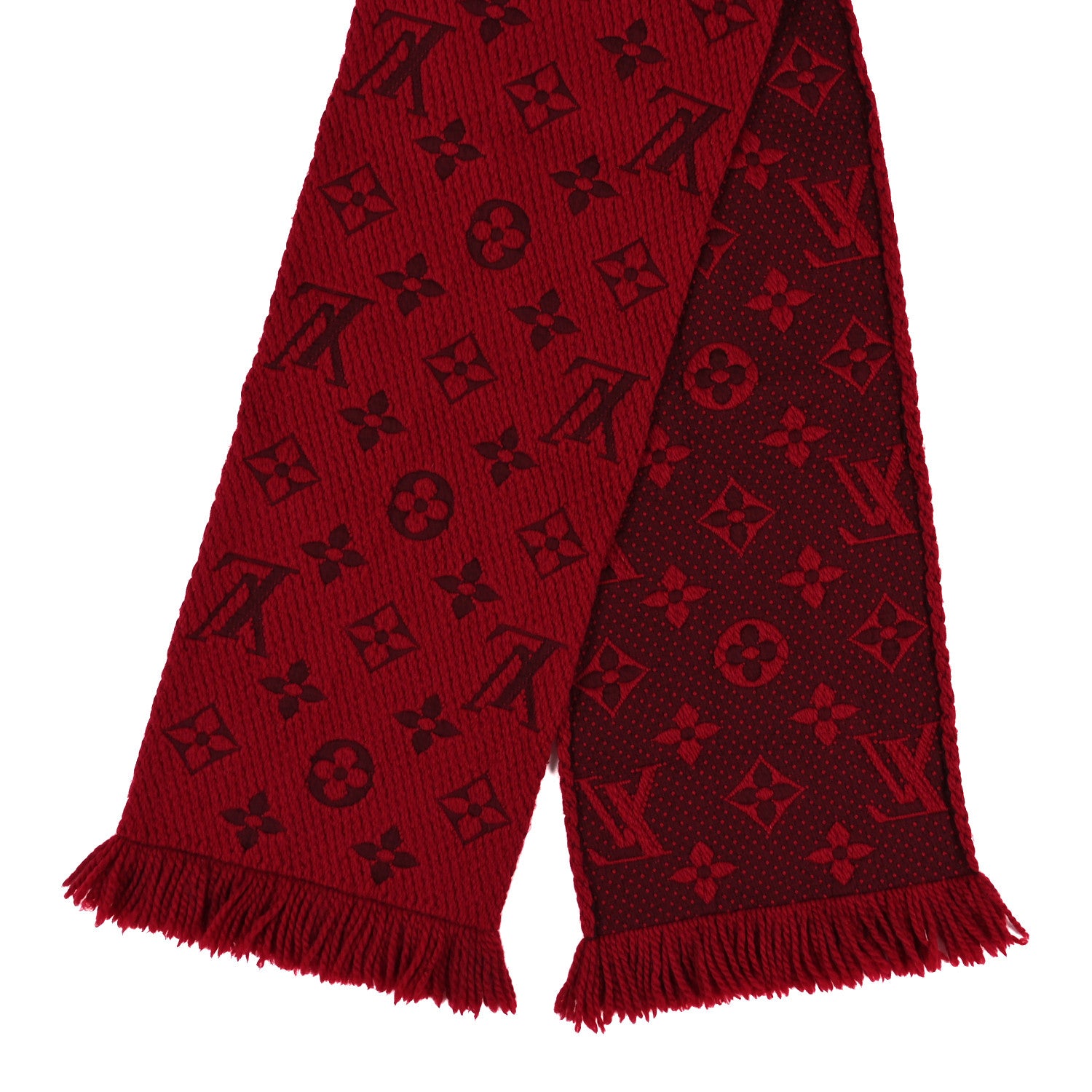 Louis Vuitton Wool Silk Logomania Scarf Rubis 2 of 3