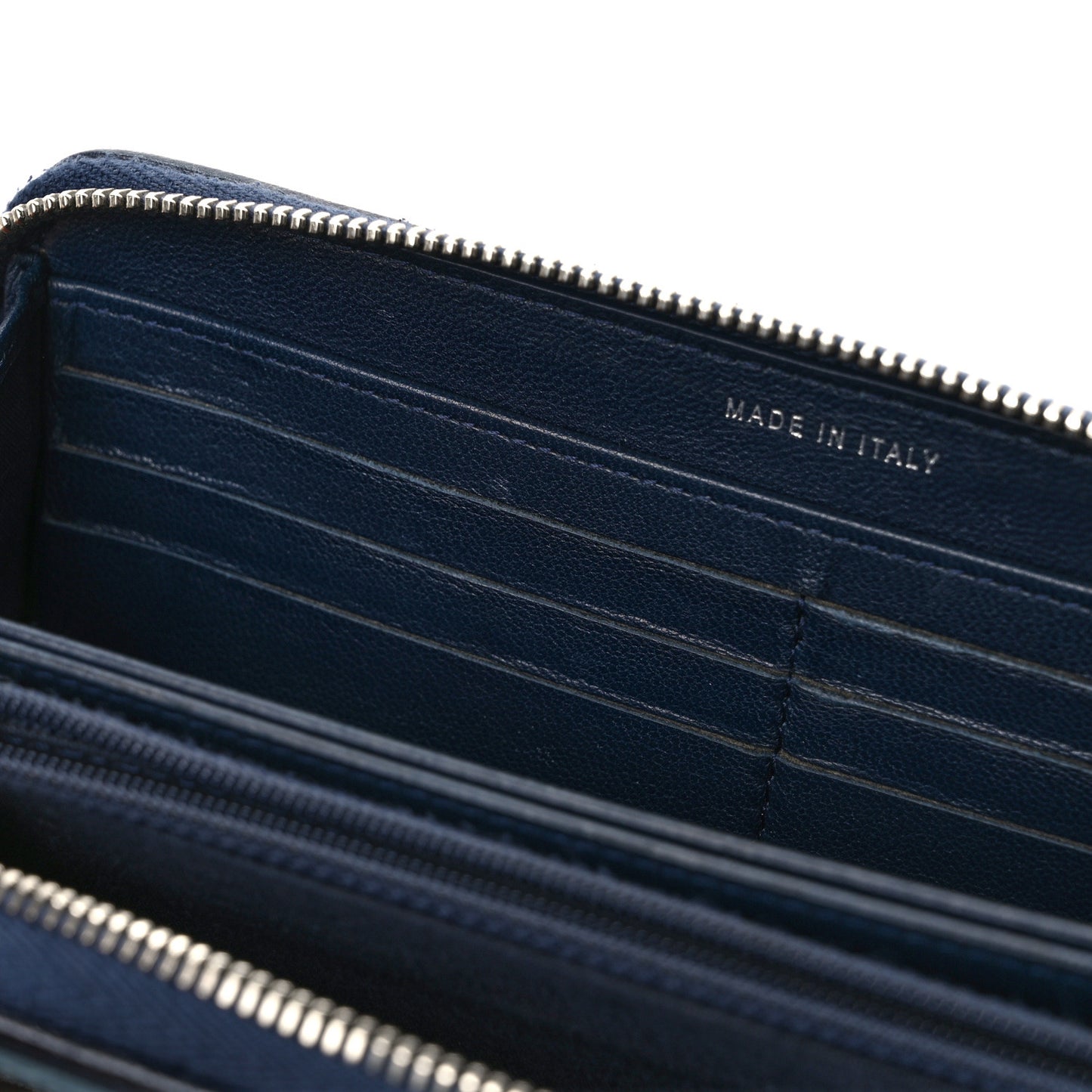 Calfskin Quilted Large Gusset Zip Around Wallet Blue