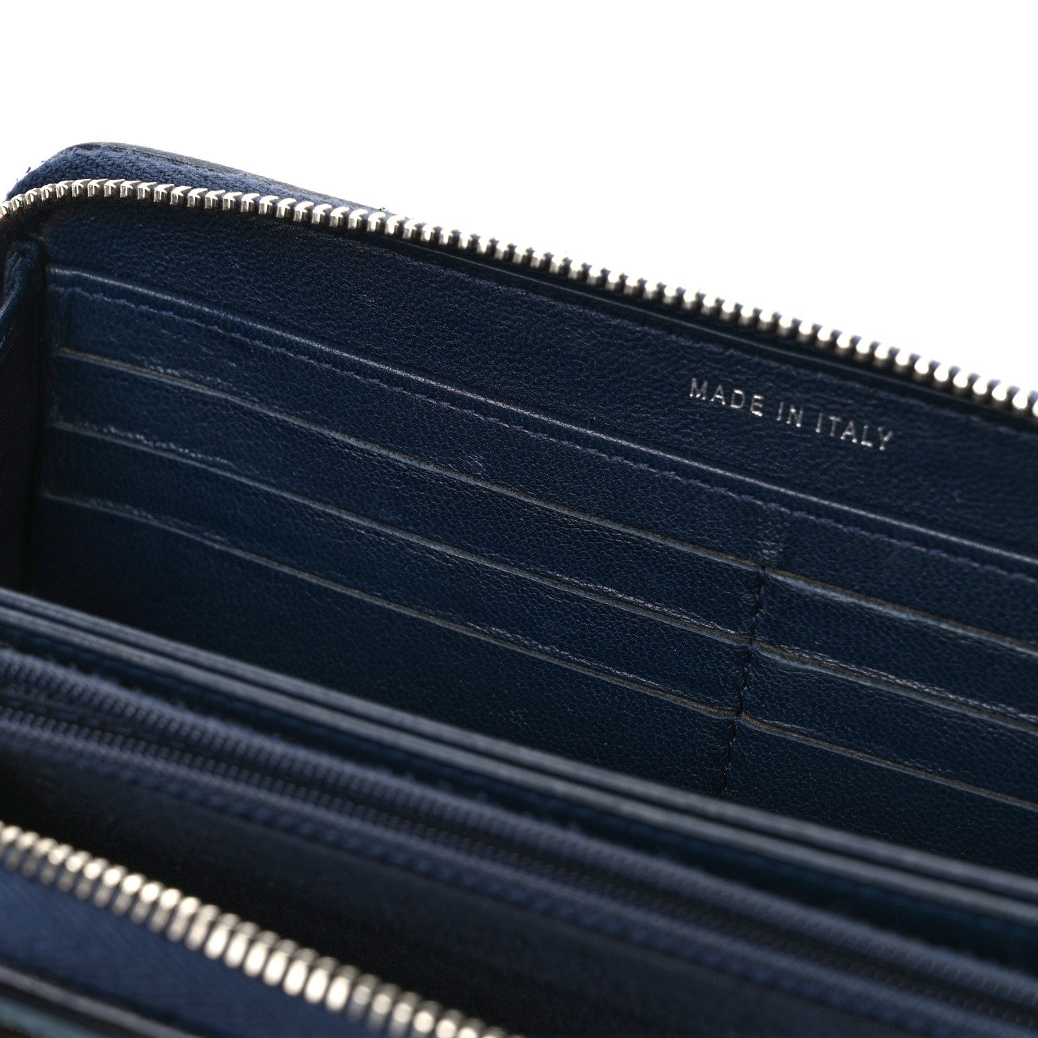 Chanel Calfskin Quilted Large Gusset Zip Around Wallet Blue 9 of 10