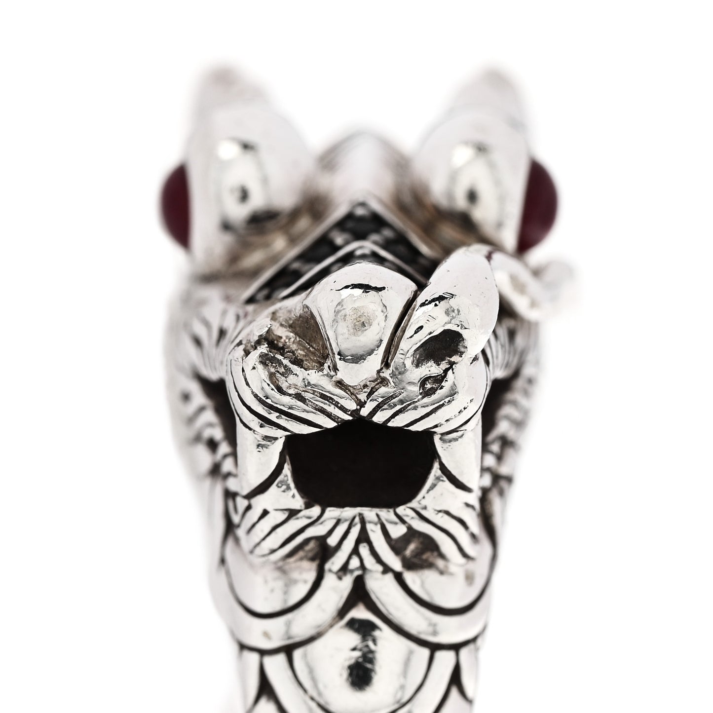 Sterling Silver Black Sapphire Ruby Naga Dragon Ring 54 7