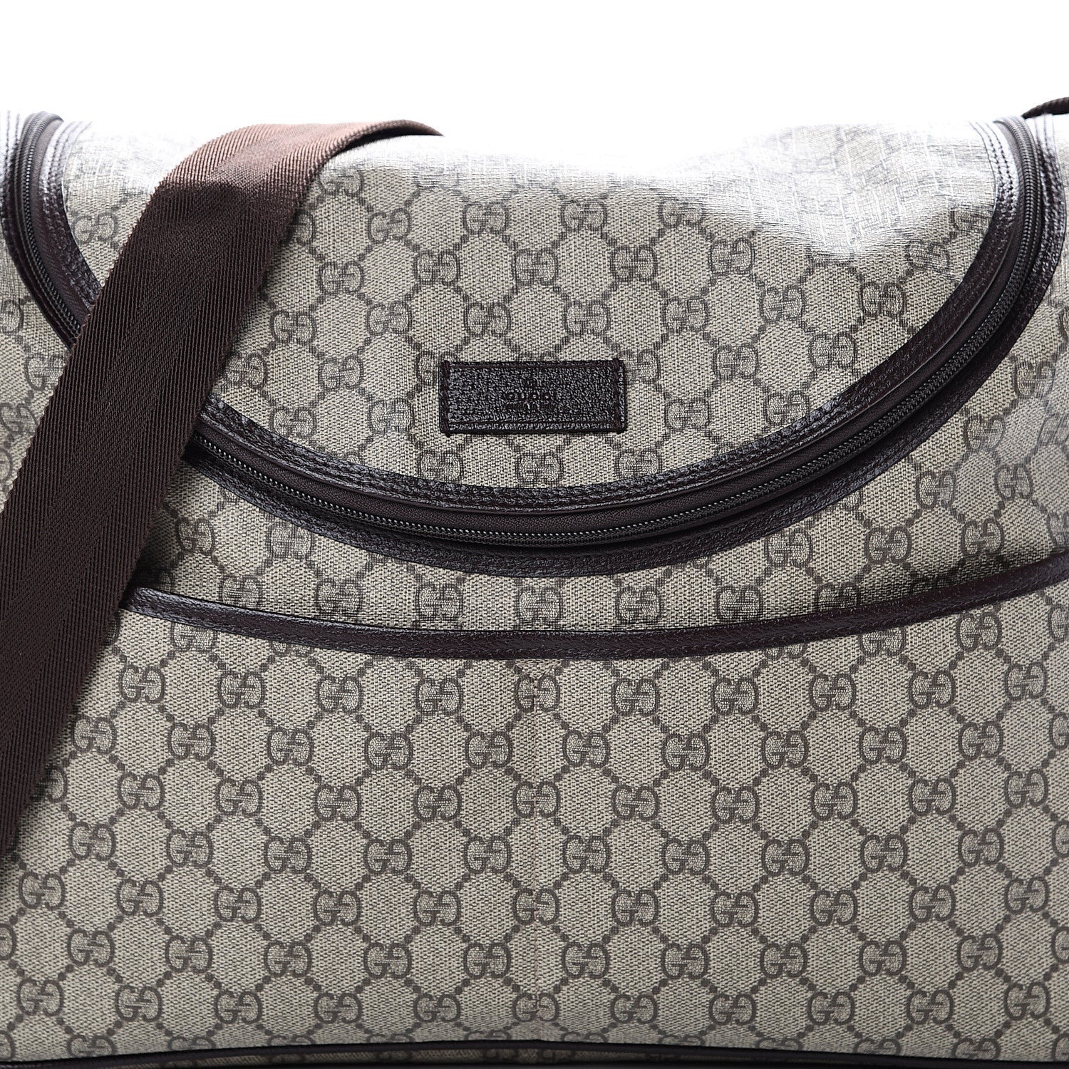 Gucci GG Supreme Monogram Selleria Calfskin Large Diaper Bag Beige Ebony Cocoa Dark Chocolate 8 of 12
