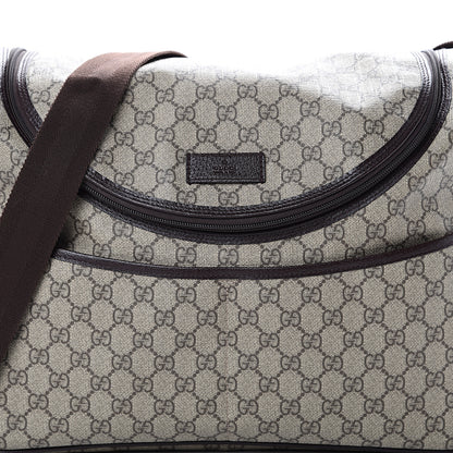 Gucci GG Supreme Monogram Selleria Calfskin Large Diaper Bag Beige Ebony Cocoa Dark Chocolate 8 of 12