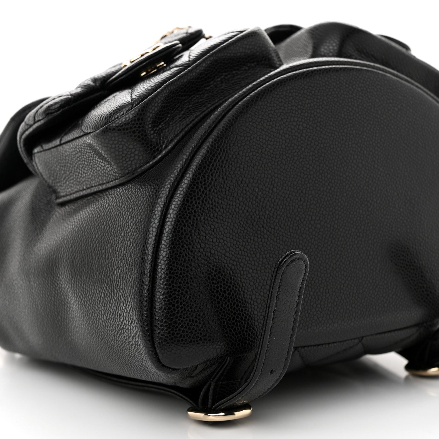 Chanel Shiny Caviar Quilted Medium Duma Pockets Drawstring Backpack Black 9 of 10