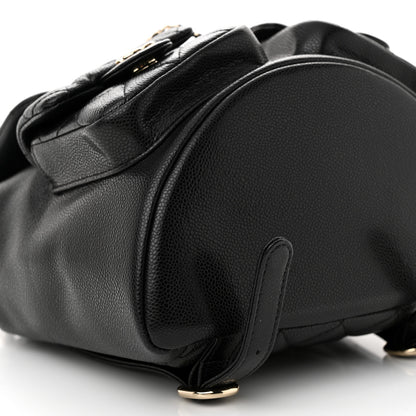 Chanel Shiny Caviar Quilted Medium Duma Pockets Drawstring Backpack Black 9 of 10