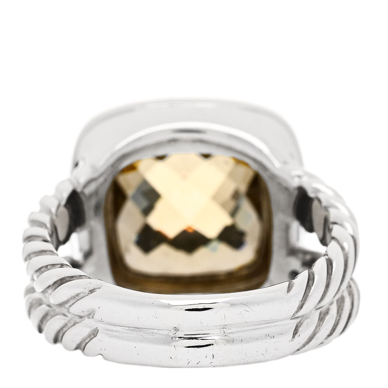 David Yurman Sterling Silver Diamond Citrine 11mm Albion Ring 54 7 4 of 5