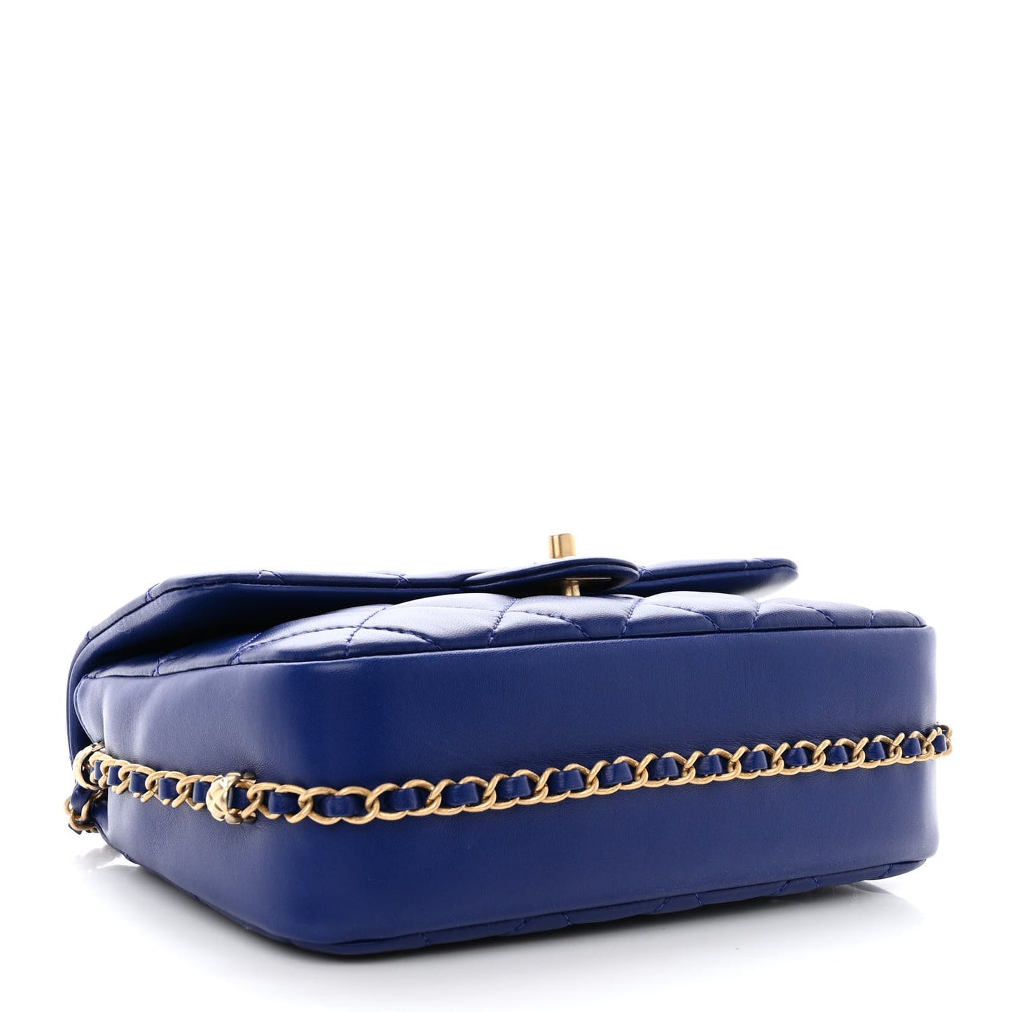 Lambskin Quilted Large CC Chain Flap Blue