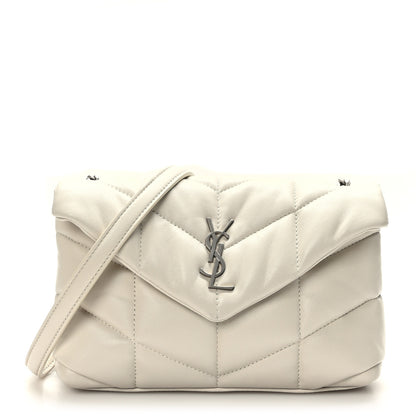 Saint Laurent Lambskin Quilted Toy Loulou Puffer Monogram Chain Satchel Crema Soft 1 of 10