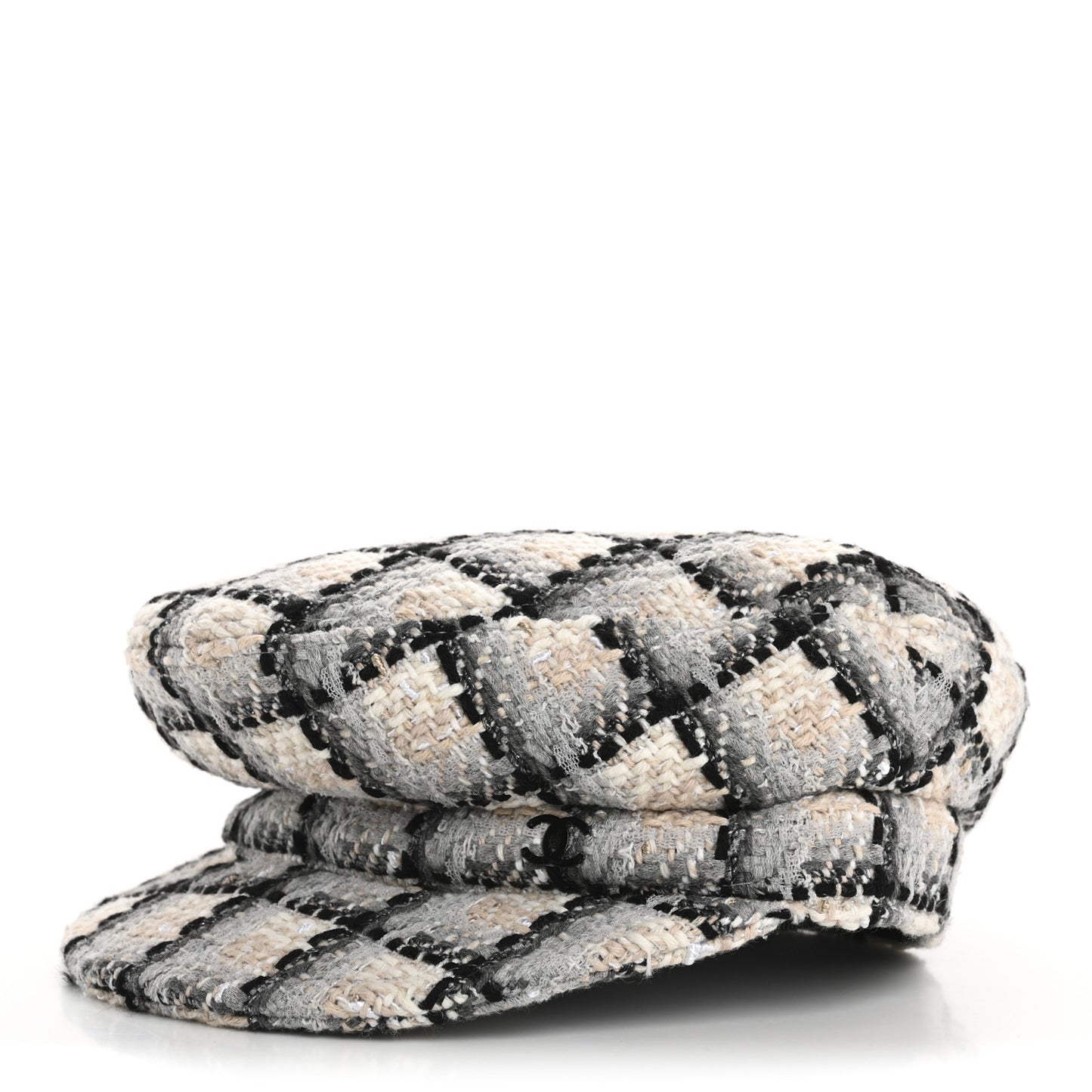 Cotton Tweed CC Beret S White Black Multicolor