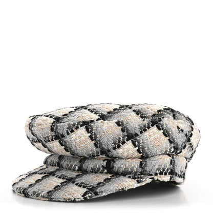 Chanel Cotton Tweed CC Beret S White Black Multicolor 1 of 11