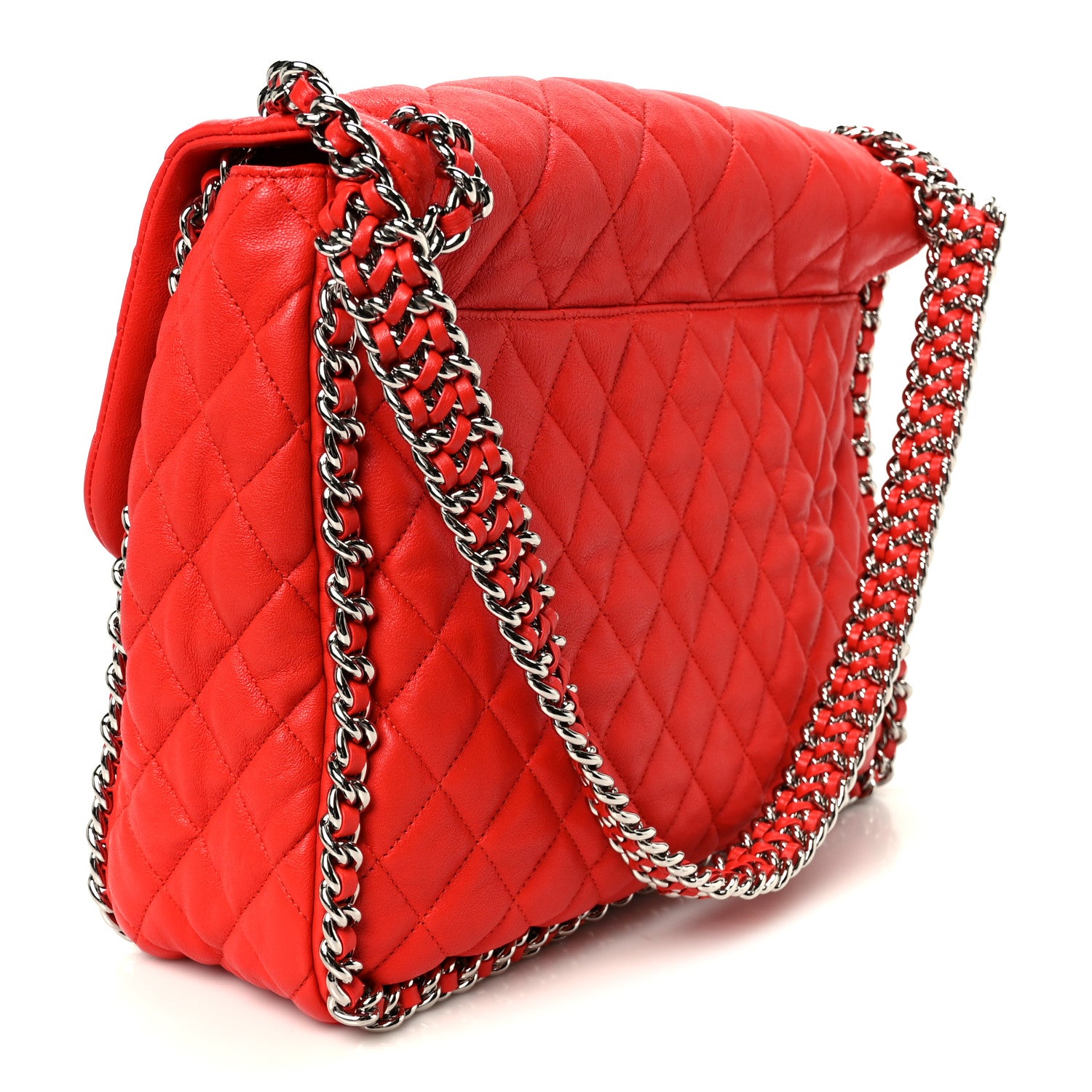 Chanel Washed Lambskin Quilted Maxi Chain Around Flap Red 3 of 10