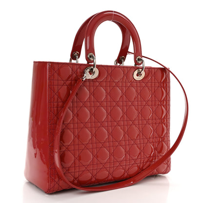 Christian Dior Patent Cannage Large Lady Dior Red 3 of 13