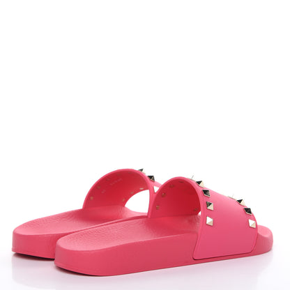 Valentino Garavani Rubber Rockstud Slide Sandals 39 Shadow Pink 4 of 8