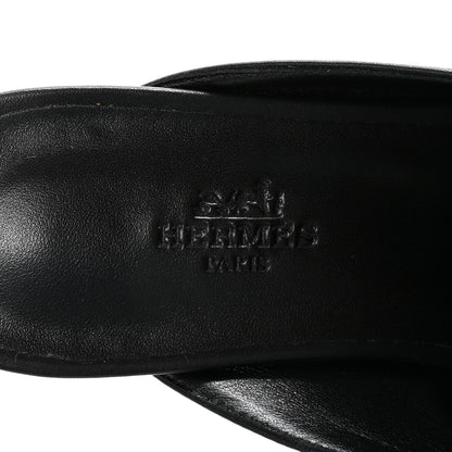 Hermes Calfskin Fringe Oz Mules 37 Black White 8 of 10