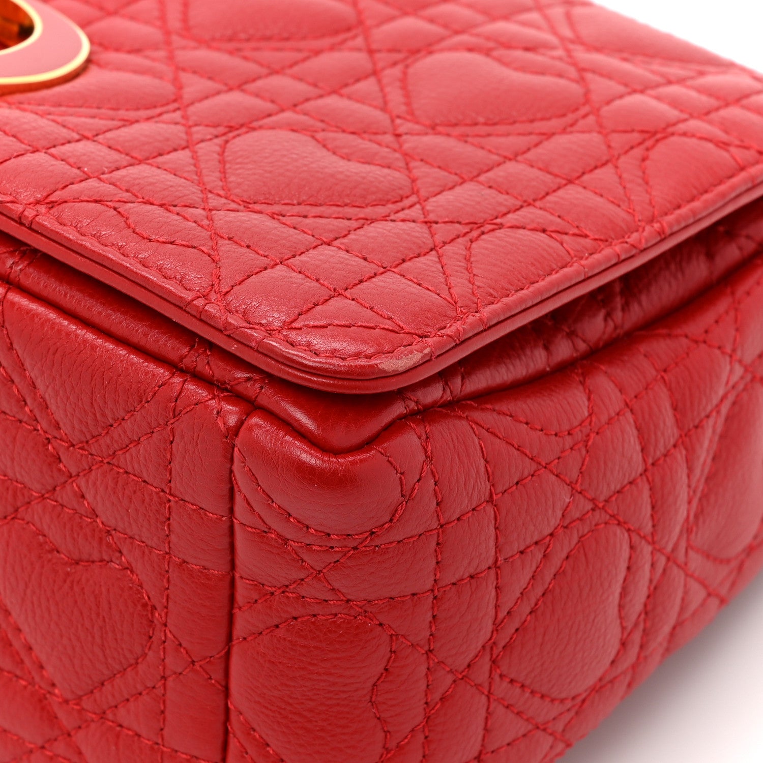 Christian Dior Calfskin Cannage Dioramour Caro Bag Bright Red 12 of 16
