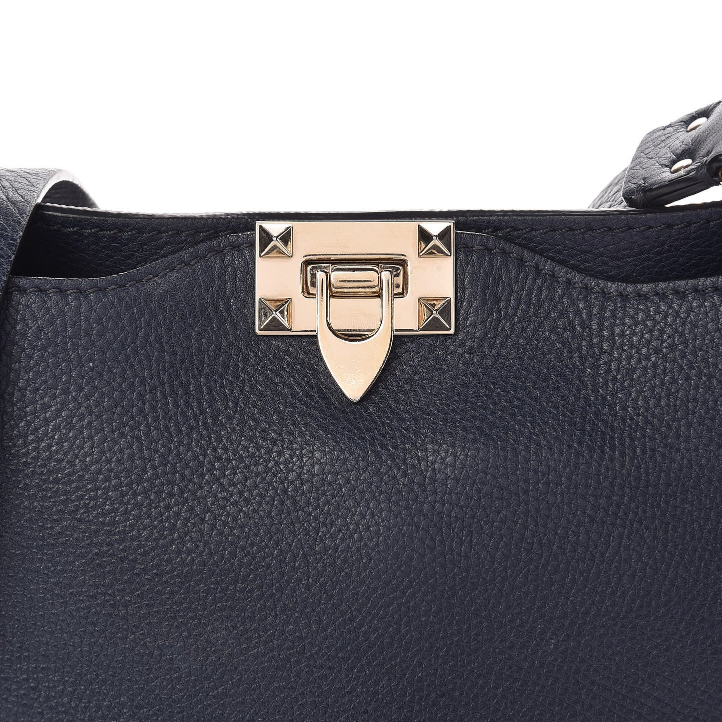 Pebbled Calfskin Small Rockstud Flip-Lock Messenger Bag Marine