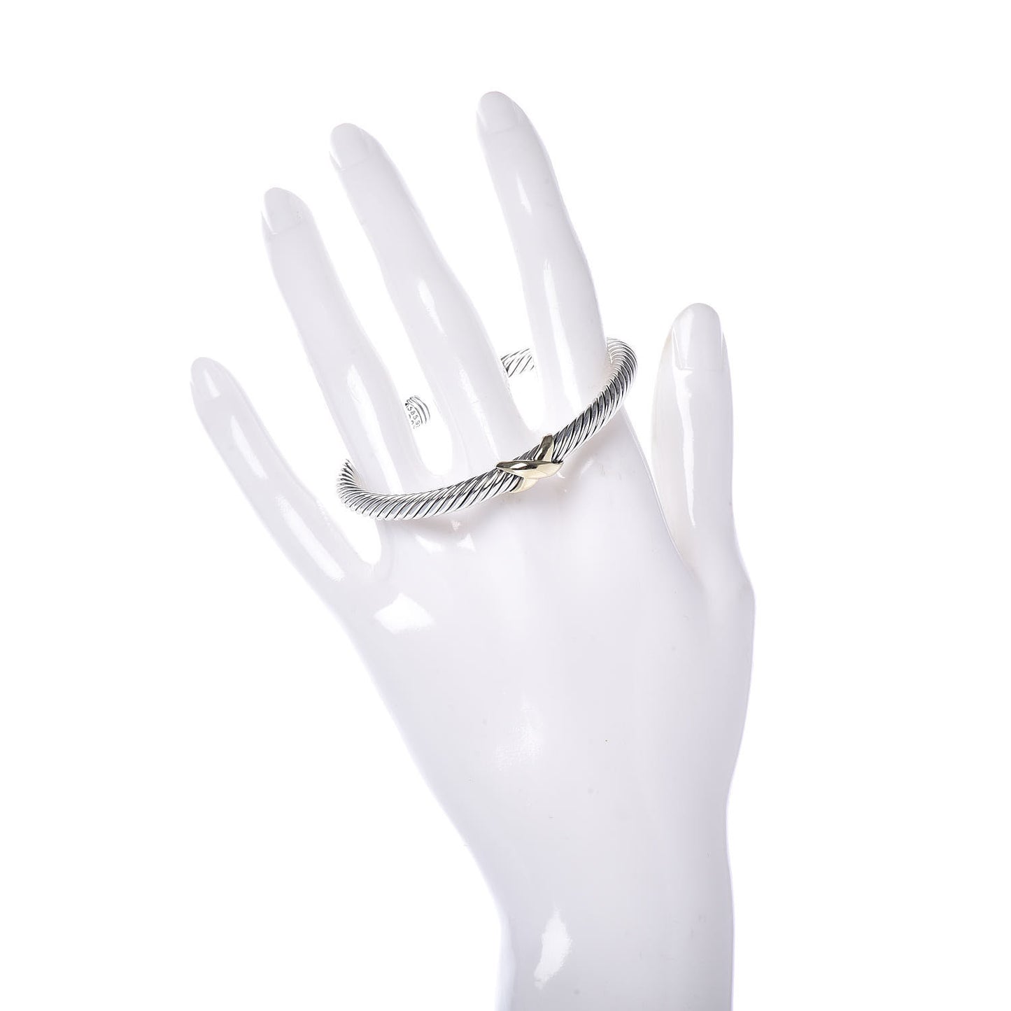 Sterling Silver 14K Yellow Gold 5mm X Station Cable Bracelet