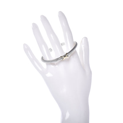 David Yurman Sterling Silver 14K Yellow Gold 5mm X Station Cable Bracelet 4 of 9