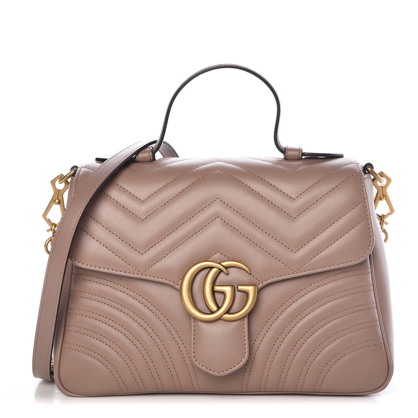 Calfskin Matelasse Small GG Marmont Top Handle Shoulder Bag Porcelain Rose
