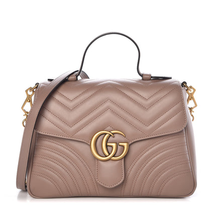 Gucci Calfskin Matelasse Small GG Marmont Top Handle Shoulder Bag Porcelain Rose 1 of 7