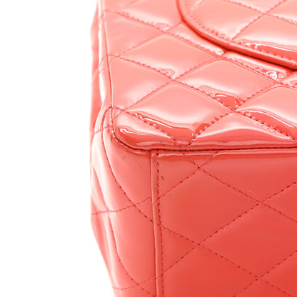 Chanel Patent Quilted Maxi Double Flap Coral 13 of 17