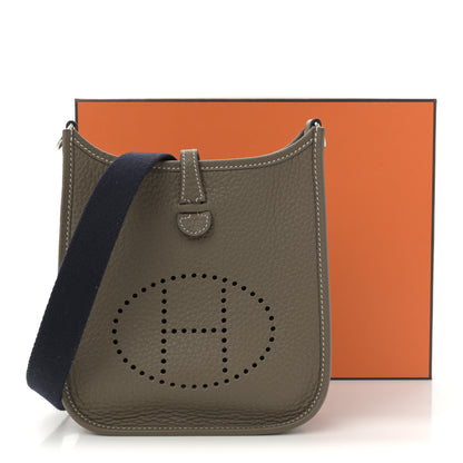 Hermes Taurillon Clemence Amazone Evelyne TPM Etoupe Bleu Indigo 11 of 11