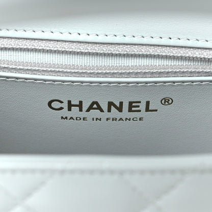 Chanel Shiny Aged Calfskin Quilted Nano Kelly Shopper Light Blue 6 of 10