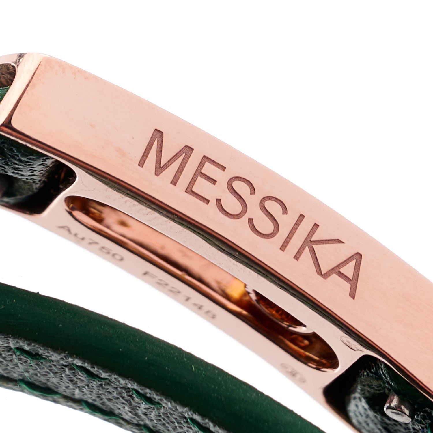 Messika 18K Rose Gold Diamond Leather My Move Bracelet Green 3 of 7