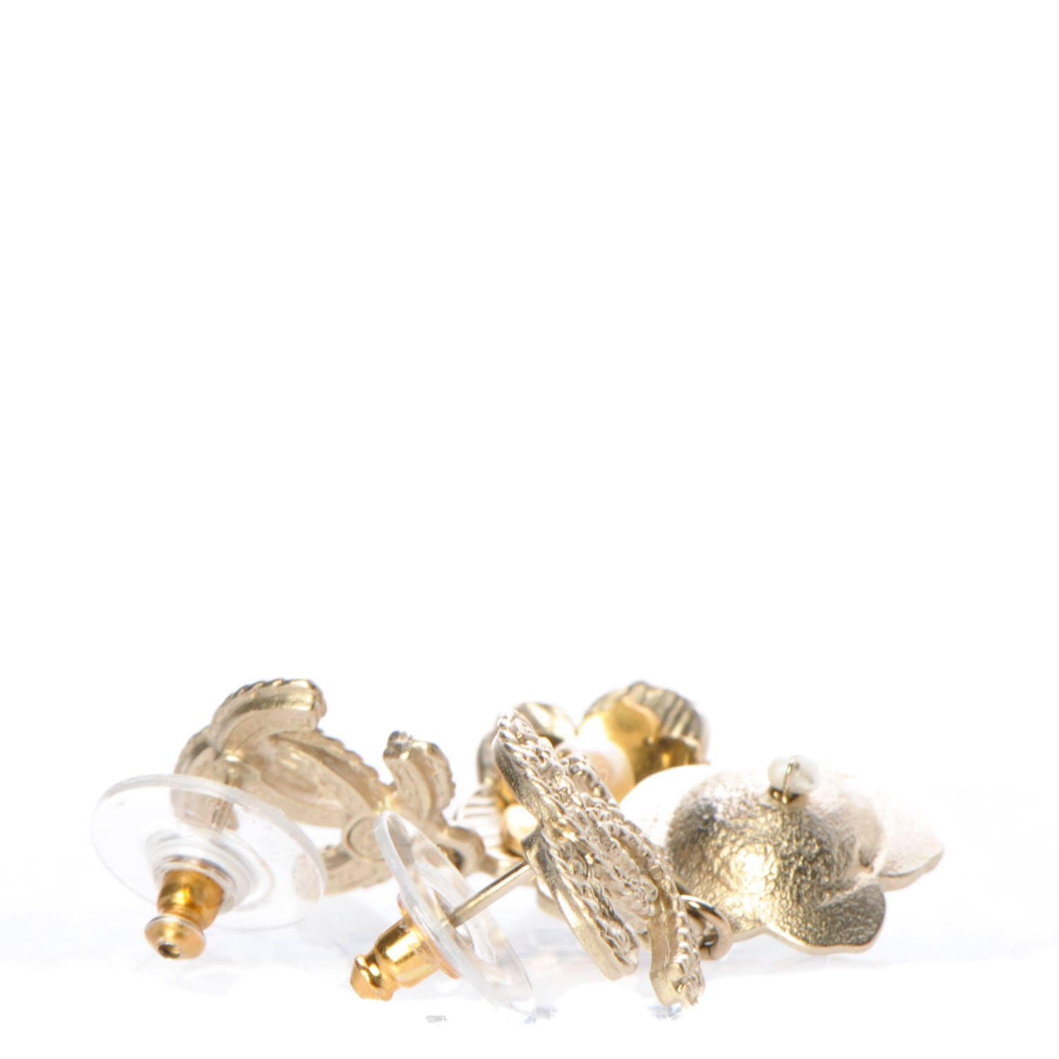 Chanel CC Camellia Pearl Drop Earrings Gold 6 of 6