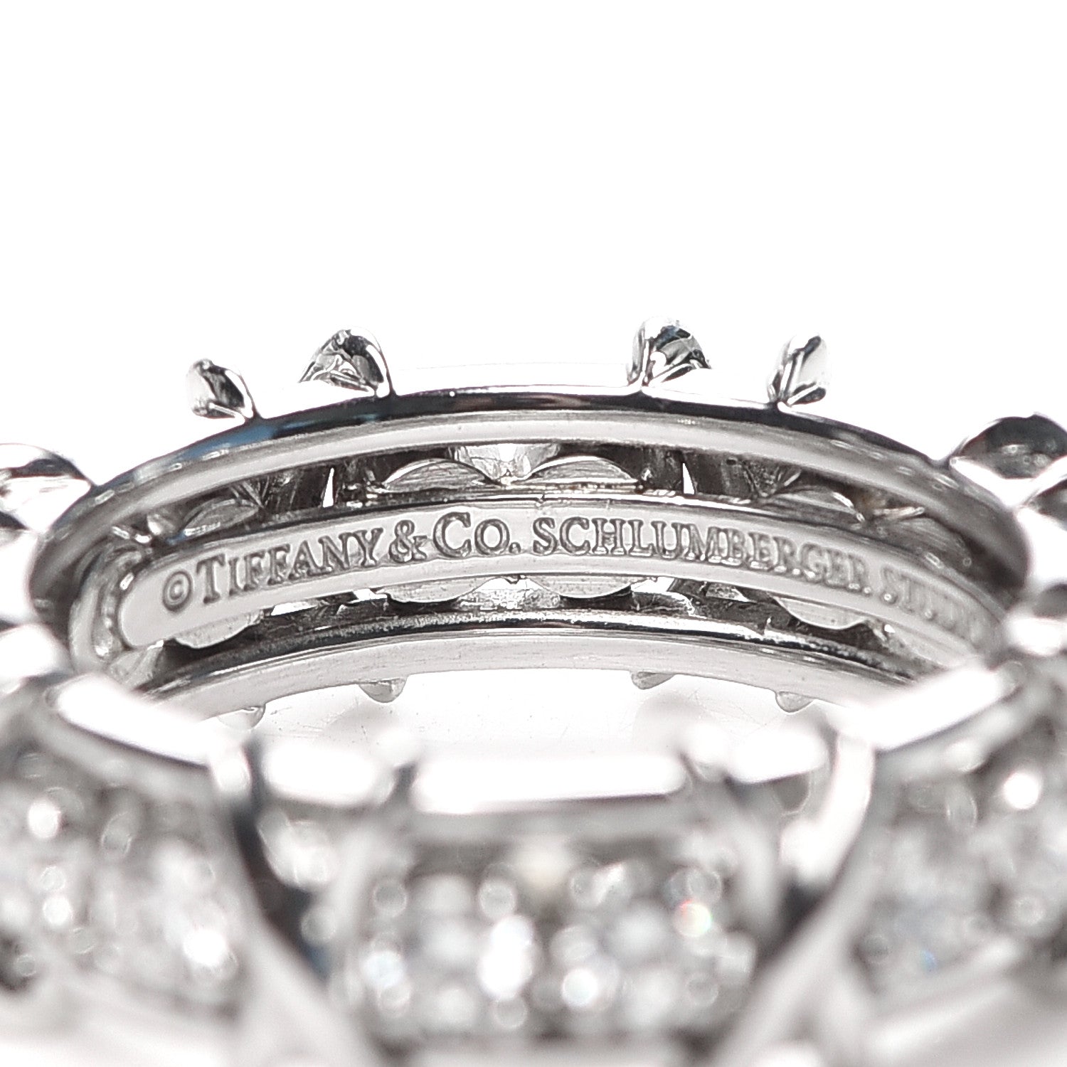 Tiffany Platinum Diamond Schlumberger Sixteen Stone Ring 54 6.75 4 of 5