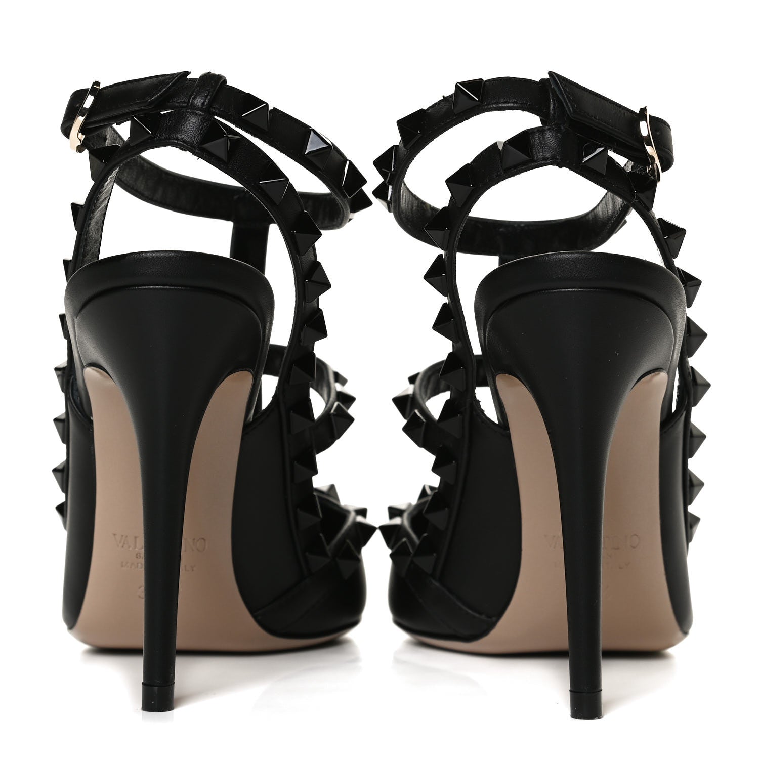 Valentino Garavani Calfskin Lacquered Monochrome Rockstud Ankle Strap 100mm Pumps 36.5 Black 6 of 9