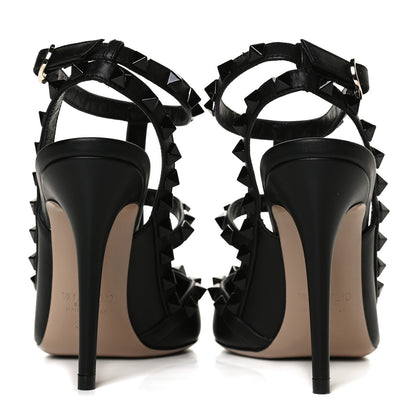 Valentino Garavani Calfskin Lacquered Monochrome Rockstud Ankle Strap 100mm Pumps 36.5 Black 6 of 9