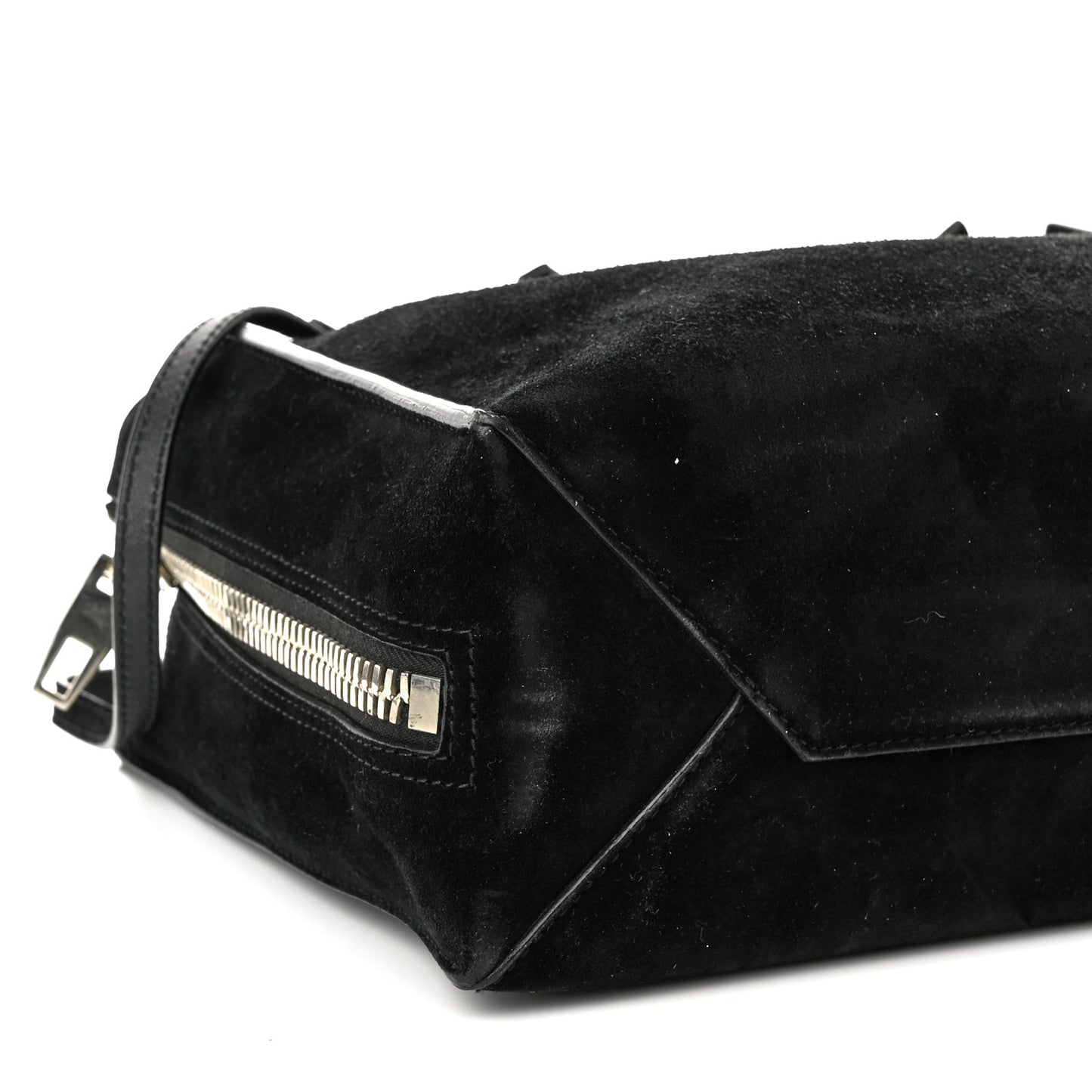 Baby Daim Suede Plate Hardware Papier A6 Zip Around Tote Black