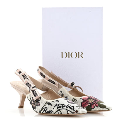 Christian Dior Canvas Ribbon Rose Mutabilis Embroidered J'Adoir Slingback 65mm Pumps 39.5 Multicolor 10 of 10