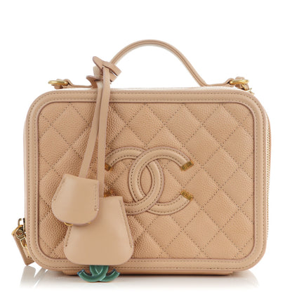 Chanel Caviar Quilted Medium CC Filigree Vanity Case Beige 1 of 8