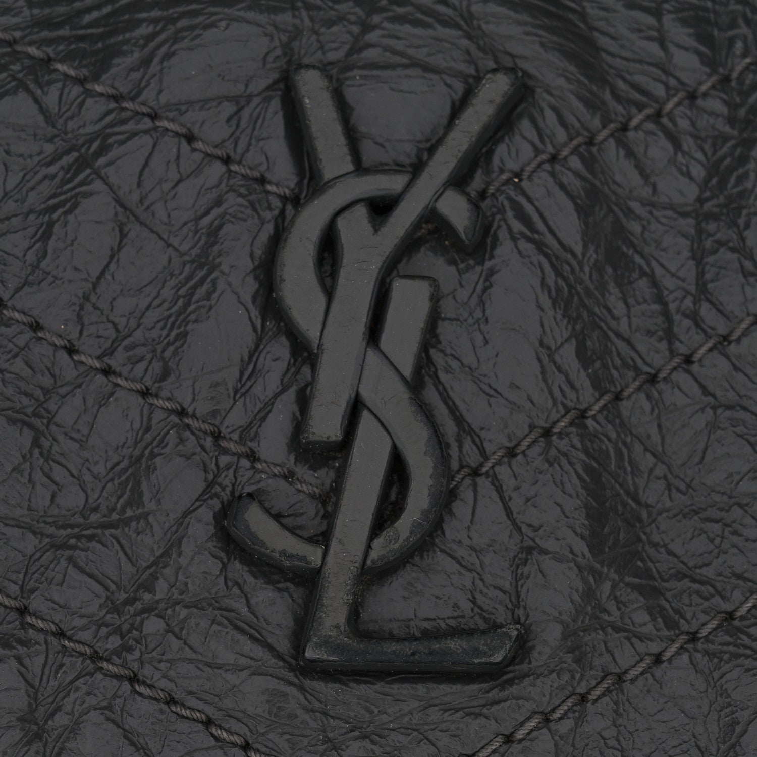 Saint Laurent Crinkled Calfskin Matelasse Monogram Baby Niki Chain Satchel Storm 13 of 13