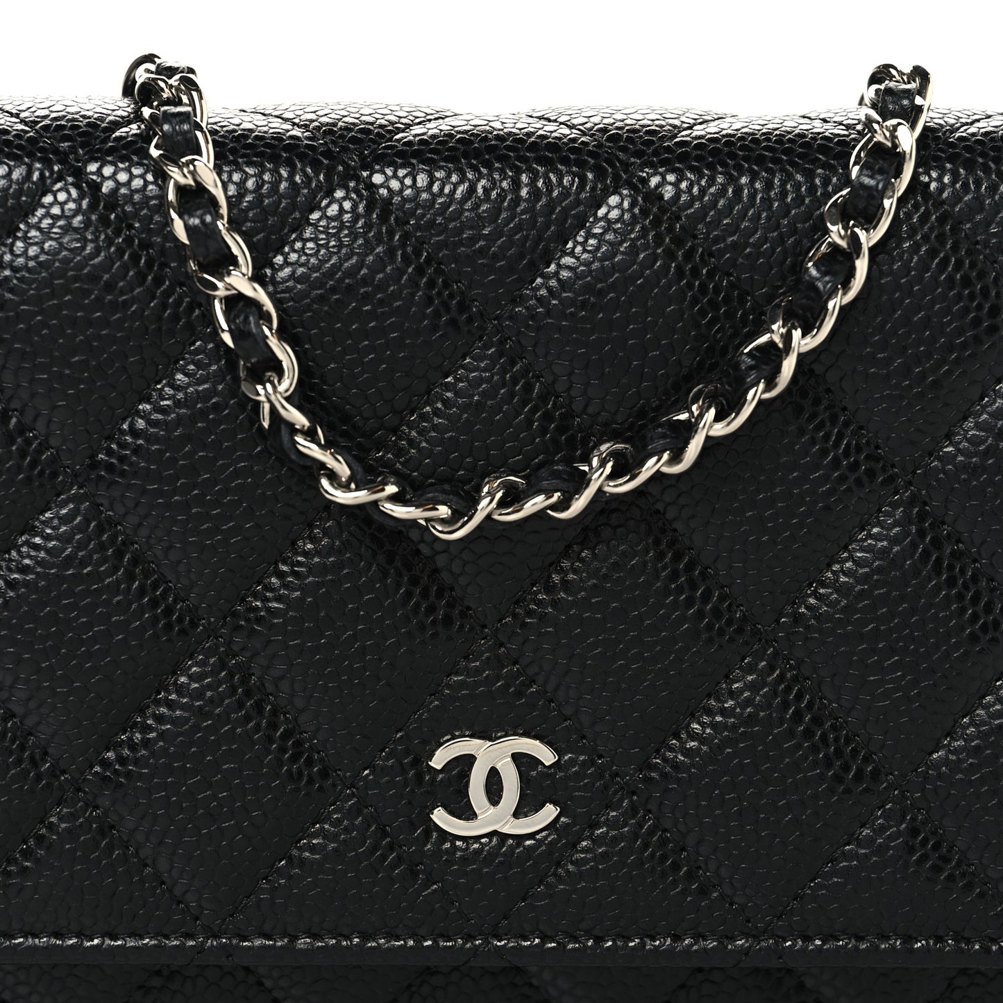 Caviar Quilted Wallet on Chain WOC Black