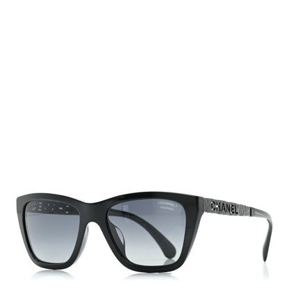 Chanel Acetate Metal Polarized Rectangle Sunglasses 5442 Black 1 of 8