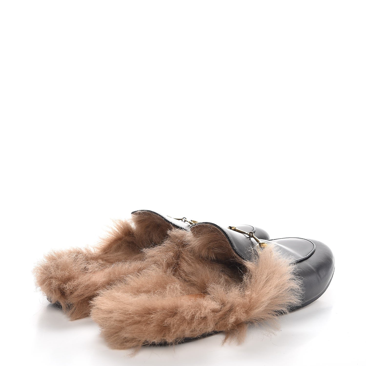 Gucci Calfskin Fur Womens Princetown Slippers 40 Black 4 of 9