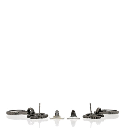 Chanel Ruthenium Crystal CC Drop Earrings Black Silver 3 of 5