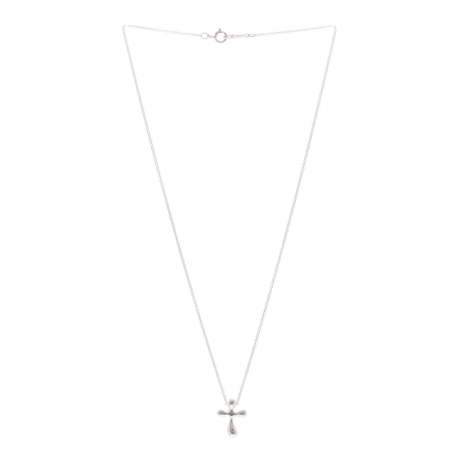Tiffany Sterling Silver 12mm Elsa Peretti Cross Pendant Necklace 3 of 4
