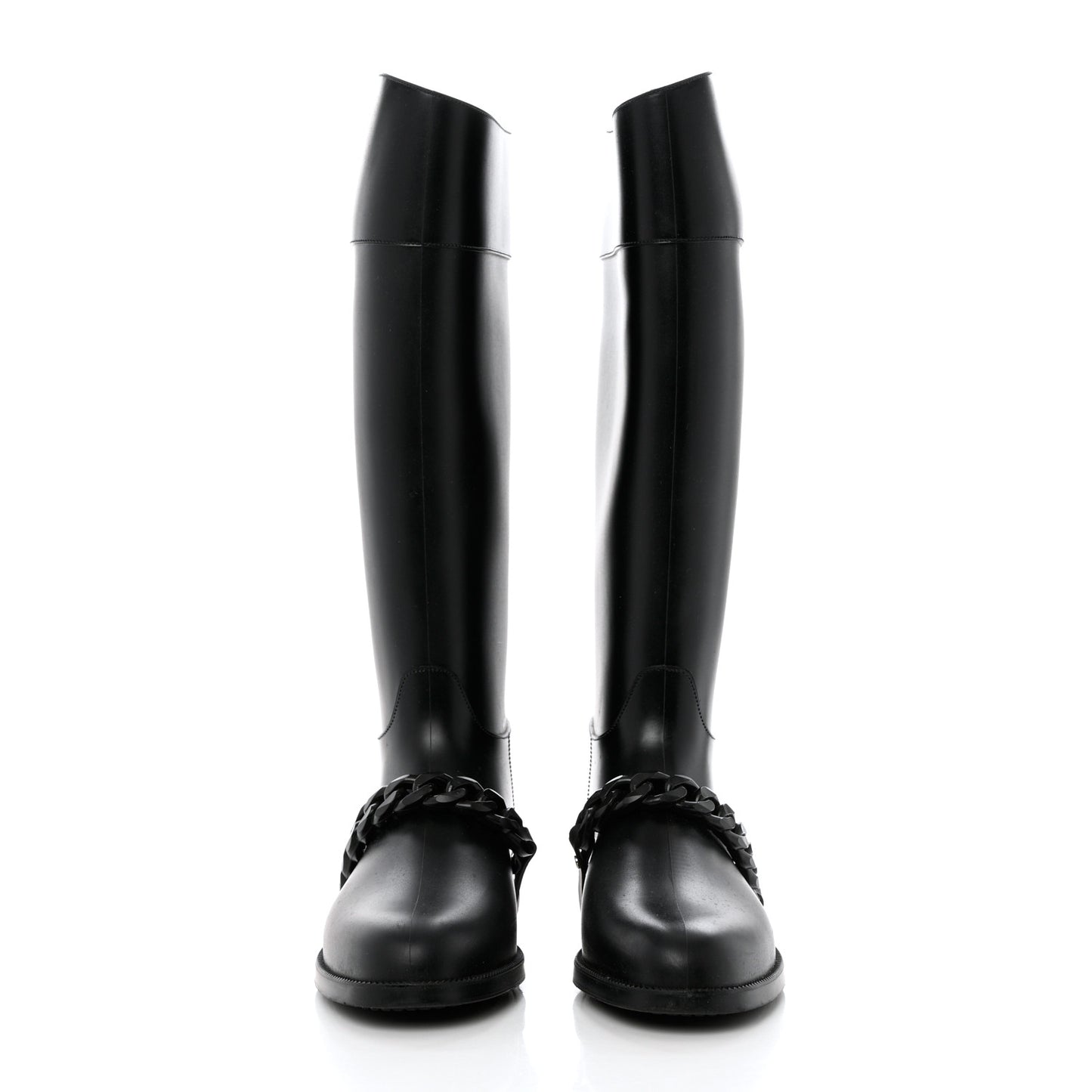 PVC Chain Strap Rain Boots 40 Black