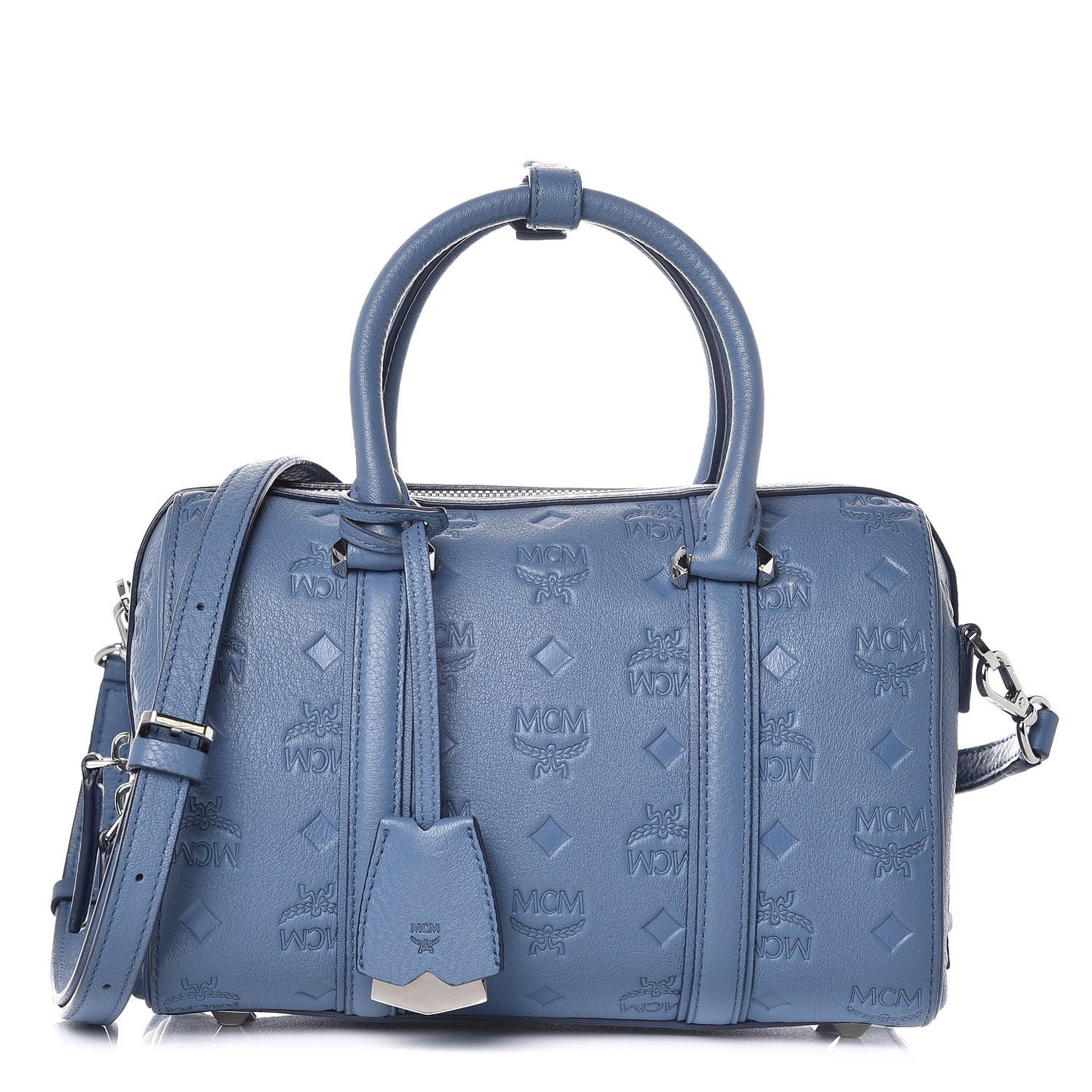 Calfskin Ottomar Monogram Small Boston Bag Blue