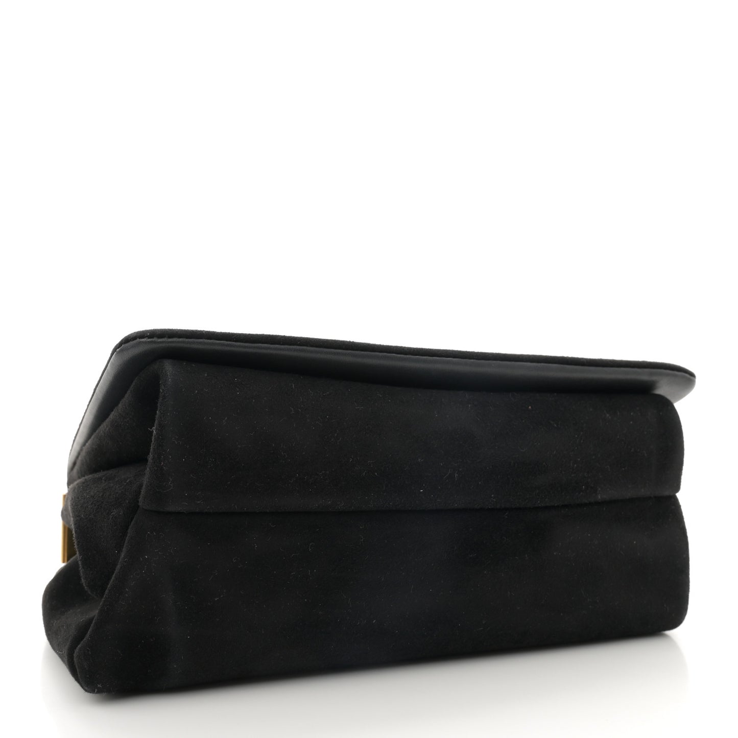 Suede Palazzo Crystal Chain Evening Bag Gold Black