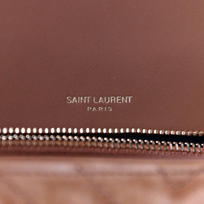 Saint Laurent Suede Matelasse Chevron Monogram Medium College Bag Cinnamon 6 of 13