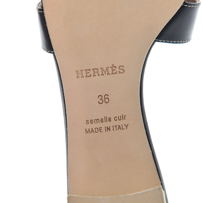 Hermes Calfskin Oasis Sandals 36 Black 6 of 11