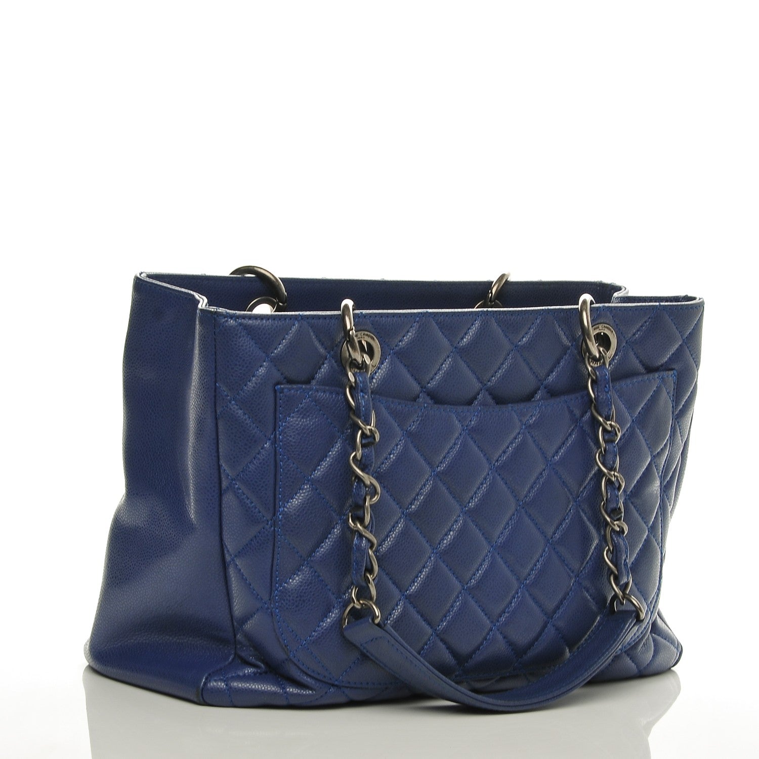 Chanel Glazed Caviar Grand Shopping Tote GST Dark Blue 3 of 7